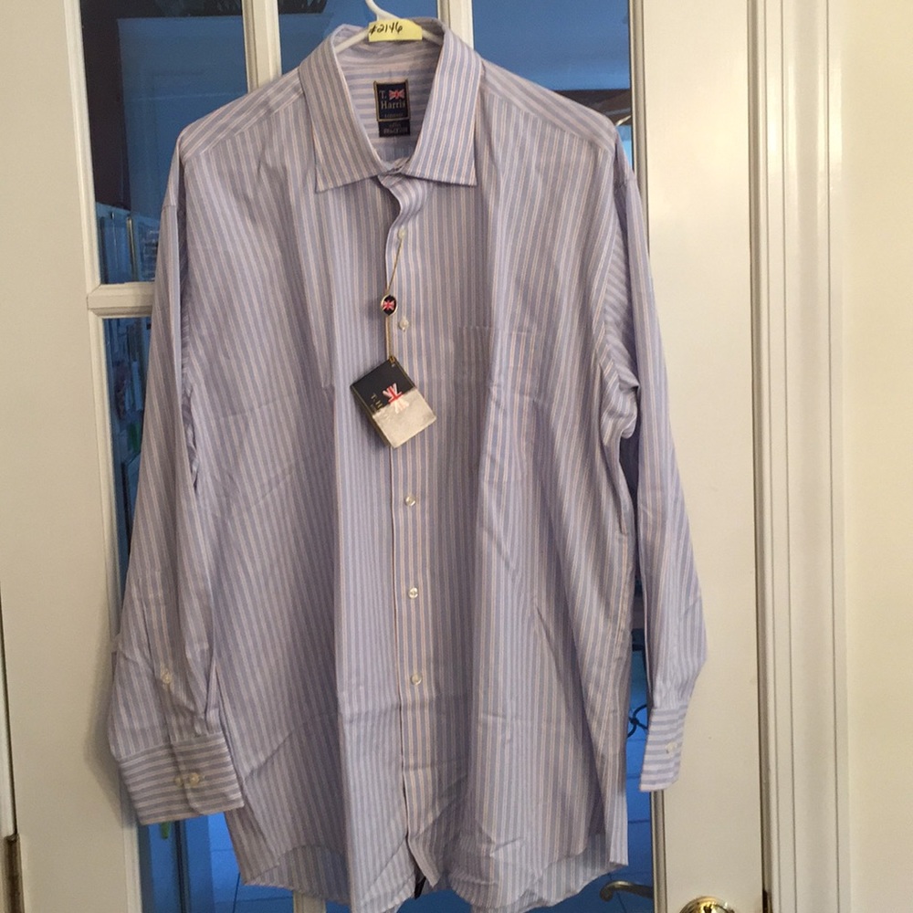 T Harris London Men’s Dress Shirt Striped Size 17”